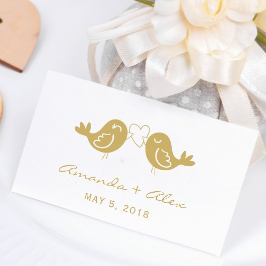 Vögel Rustikale Briefmarke Hochzeit Monogramm Gumm Gummistempel