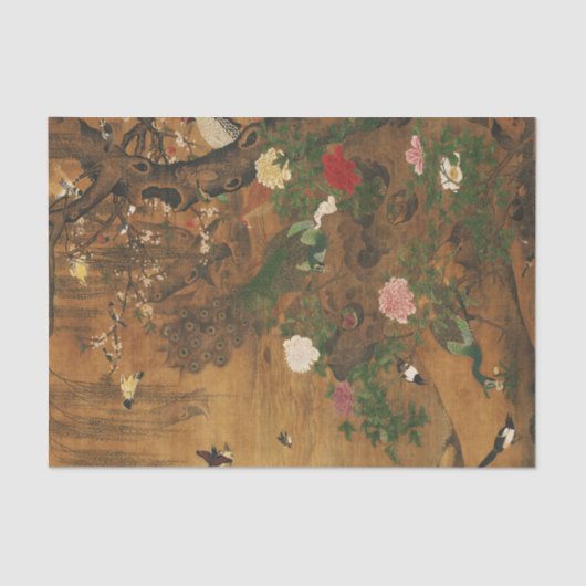 Vögel sammeln sich unter der Frühlingsdekoupage Seidenpapier (Vorderseite)