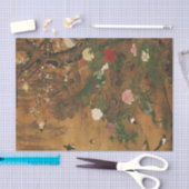 Vögel sammeln sich unter der Frühlingsdekoupage Seidenpapier (Handwerk)