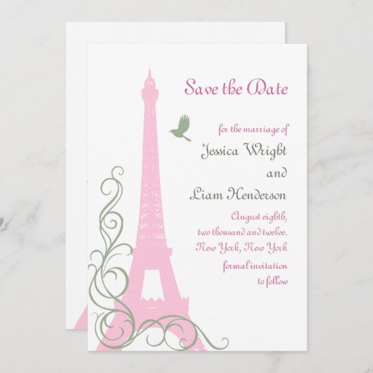 Vögel Save the Date lieben (Vorne/Hinten)