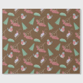 Vögel, Schlitten und Heilige Weihnachten Geschenkpapier (Flach)