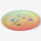 Vögel Schmetterlinge Blume in der Natur Pappteller (Schrägansicht)