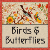 Vögel & Schmetterlinge Kunst drucken Poster