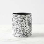 Vögel Schwarz-Weiß-Handgezeichnet Moderne Kunst Tasse (Zentrum)
