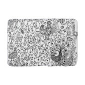 Vögel Schwarz-Weiß-Handgezeichnet Zeitgenössische Badematte (Vorderseite)