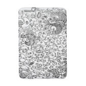 Vögel Schwarz-Weiß-Handgezeichnet Zeitgenössische Badematte (Vorderseite Vertikal)