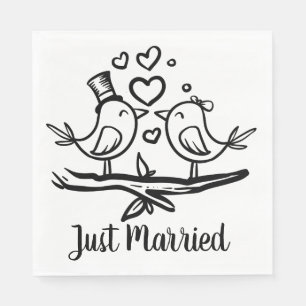 Vögel Schwarz-weiß Hochzeitslieder nur verheiratet Serviette