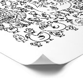 Vögel Schwarz-Weiß-Illustration Poster (Ecke)