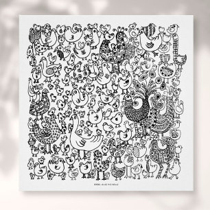 Vögel Schwarz-Weiß-Zeichnung Kunst Druck Poster