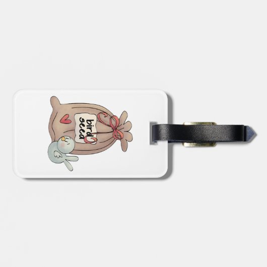 Vogel Seed Bag mit Bow und Herz Gepäckanhänger (Rückseite horizontal)