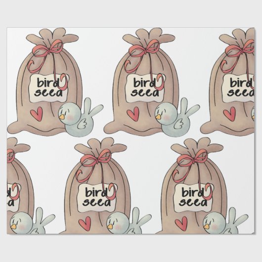 Vogel Seed Bag mit Bow und Herz Geschenkpapier (Flach)