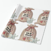 Vogel Seed Bag mit Bow und Herz Geschenkpapier (Ungerollt)