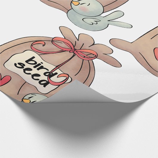 Vogel Seed Bag mit Bow und Herz Geschenkpapier