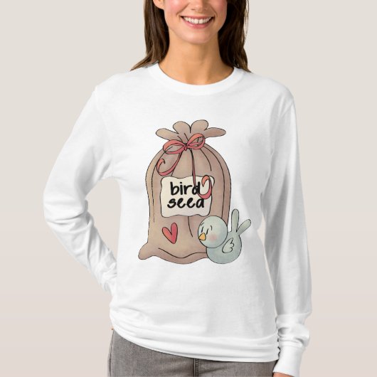 Vogel Seed Bag mit Bow und Herz T-Shirt (Vorderseite)