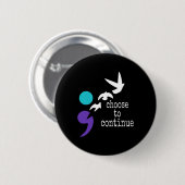 Vögel Semicolon Geschenk Suizidprävention Bewussts Button (Vorne & Hinten)