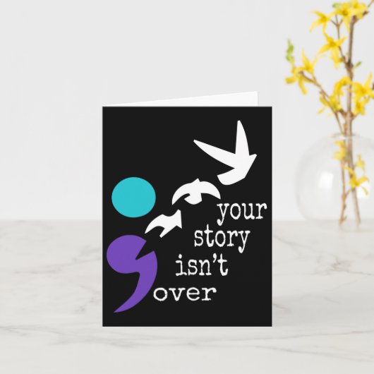 Vögel Semicolon Geschenk Suizidprävention Bewussts Karte (Gelbe Blume)