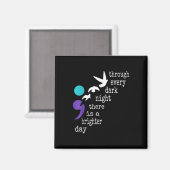 Vögel Semicolon Geschenk Suizidprävention Bewussts Magnet (Vorderseite/Rückseite)