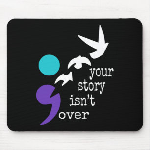 Vögel Semicolon Geschenk Suizidprävention Bewussts Mousepad
