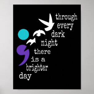 Vögel Semicolon Geschenk Suizidprävention Bewussts Poster