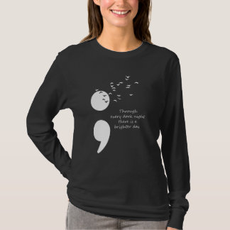 Vögel Semicolon Suizidprävention Awaren T-Shirt