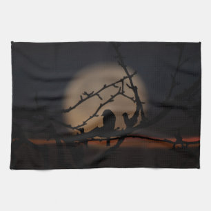 Vogel-Silhouette in der Mondscheinillustration Küchentuch