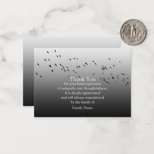 Vogel-Silhouette nach Beerdigung Danke-Karte Mitteilungskarte (Vorderseite/Rückseite Beispiel)