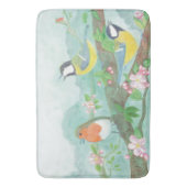 Vögel singen auf einem blühenden Baumzweig Badematte (Vorderseite Vertikal)