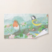 Vögel singen auf einem blühenden Baumzweig Badhandtuch Set (Handtuch)