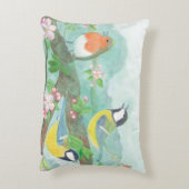 Vögel singen auf einem blühenden Baumzweig Dekokissen (Rückseite(Vertikal))