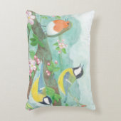 Vögel singen auf einem blühenden Baumzweig Dekokissen (Vorderseite(Vertikal))