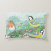 Vögel singen auf einem blühenden Baumzweig Dekokissen (Rückseite)