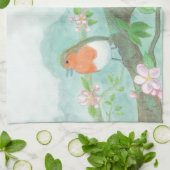 Vögel singen auf einem blühenden Baumzweig Geschirrtuch (Gefaltet)