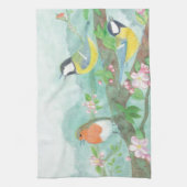 Vögel singen auf einem blühenden Baumzweig Geschirrtuch (Vertikal)