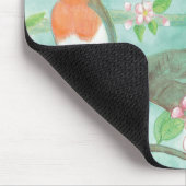 Vögel singen auf einem blühenden Baumzweig Mousepad (Ecke)