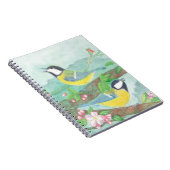 Vögel singen auf einem blühenden Baumzweig Notizblock (Rechte Seite)