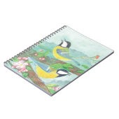 Vögel singen auf einem blühenden Baumzweig Notizblock (Linke Seite)