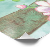 Vögel singen auf einem blühenden Baumzweig Poster (Ecke)