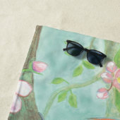 Vögel singen auf einem blühenden Baumzweig Strandtuch (Beispiel)