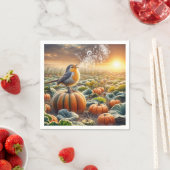 Vögel singen auf einem Kürbiskahn Serviette (Beispiel)