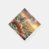 Vögel singen auf einem Kürbiskahn Serviette (Ecke)