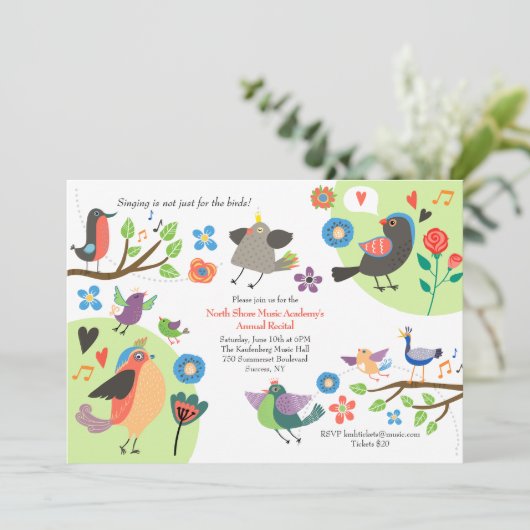 Vögel singen Einladung (Stehend Vorderseite)