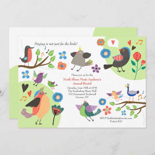 Vögel singen Einladung (Vorne/Hinten)