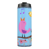 Vögel Singing Fun (mit Initialen) Thermosbecher (Vorderseite)