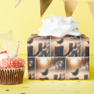 Vogel singt auf einem Fencepost Geschenkpapier