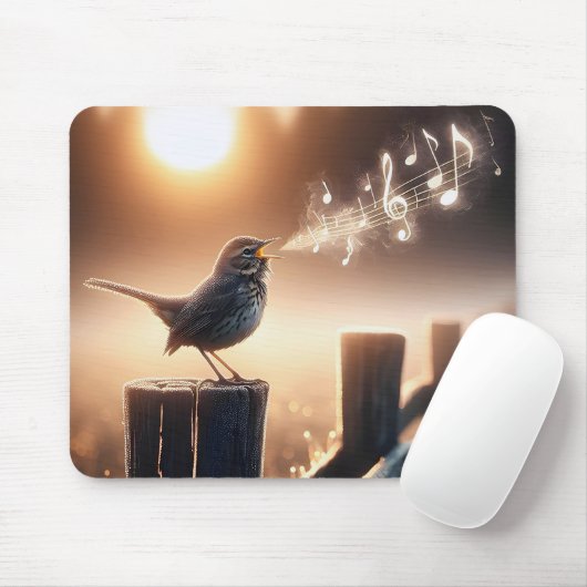 Vogel singt auf einem Fencepost Mousepad (Mit Mouse)