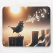 Vogel singt auf einem Fencepost Mousepad (Vorne)