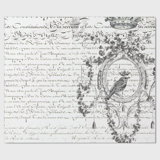 Vogel-Skript Decoupage Plakat Geschenkpapier (Flach)