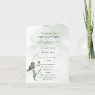 Vogel Songs und beste Wünsche gefaltet Einladung