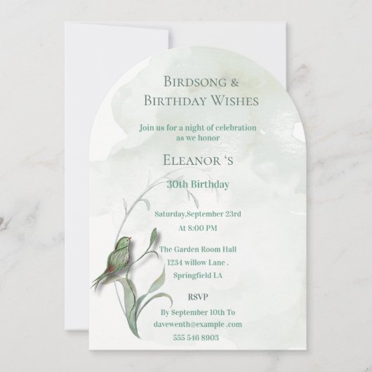 Vogel Songs und besten Wünsche Einladung (Vorderseite)
