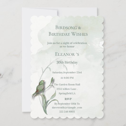 Vogel Songs und besten Wünsche Einladung (Vorderseite)